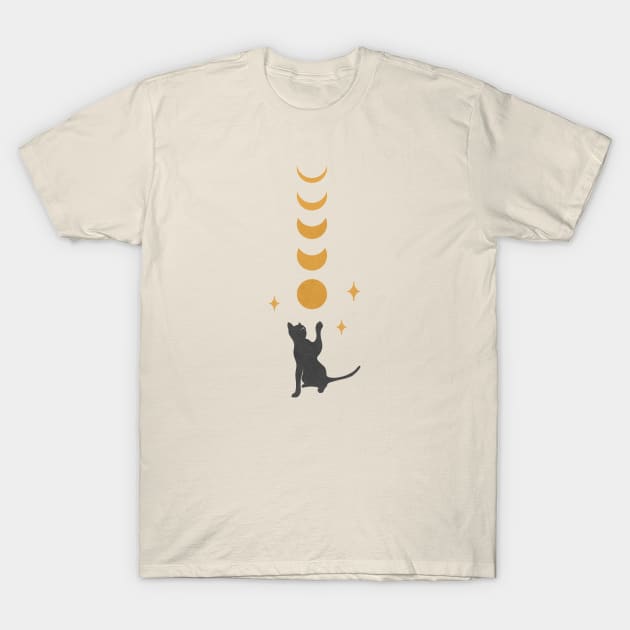 Cat and moon #2 T-Shirt by Episodic Drawing